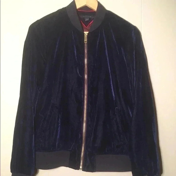 Tommy  Hilfiger navy velvet bomber - Picture 1 of 2